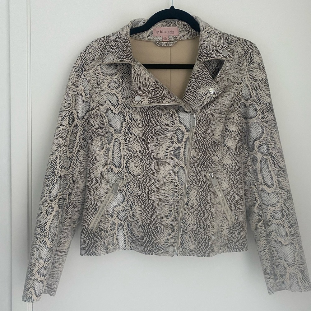 Philosophy Faux gray snake jacket, Sz S, NEW! W/out tags. Never worn